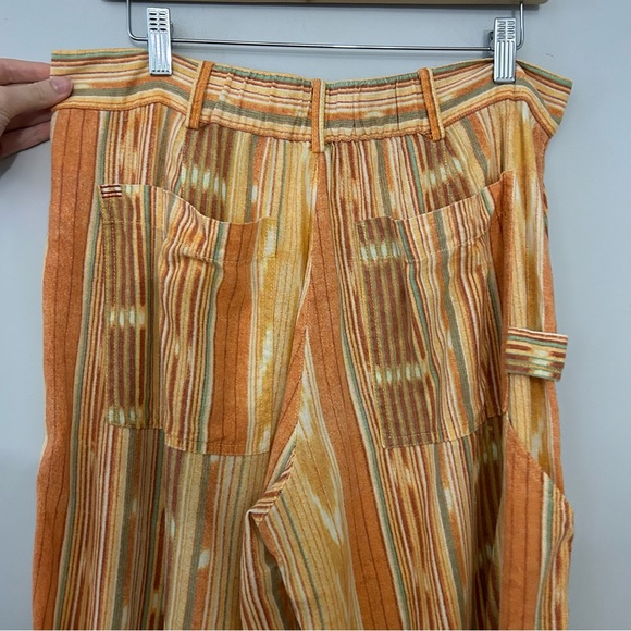 Urban Outfitters BDG Rae Linen Printed Cargo Pant In Orange Multi - Picture 6 of 9